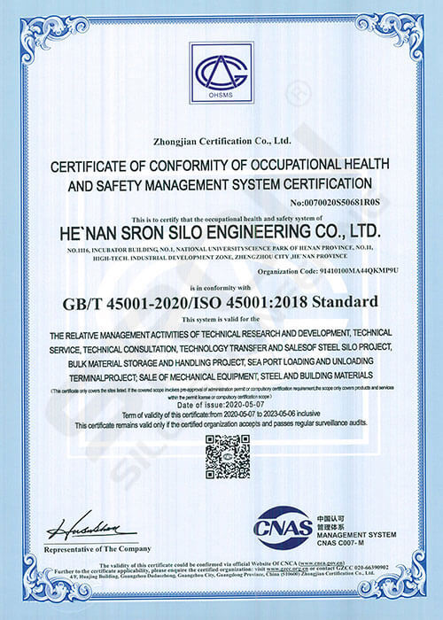 SRON ISO 45001 certification